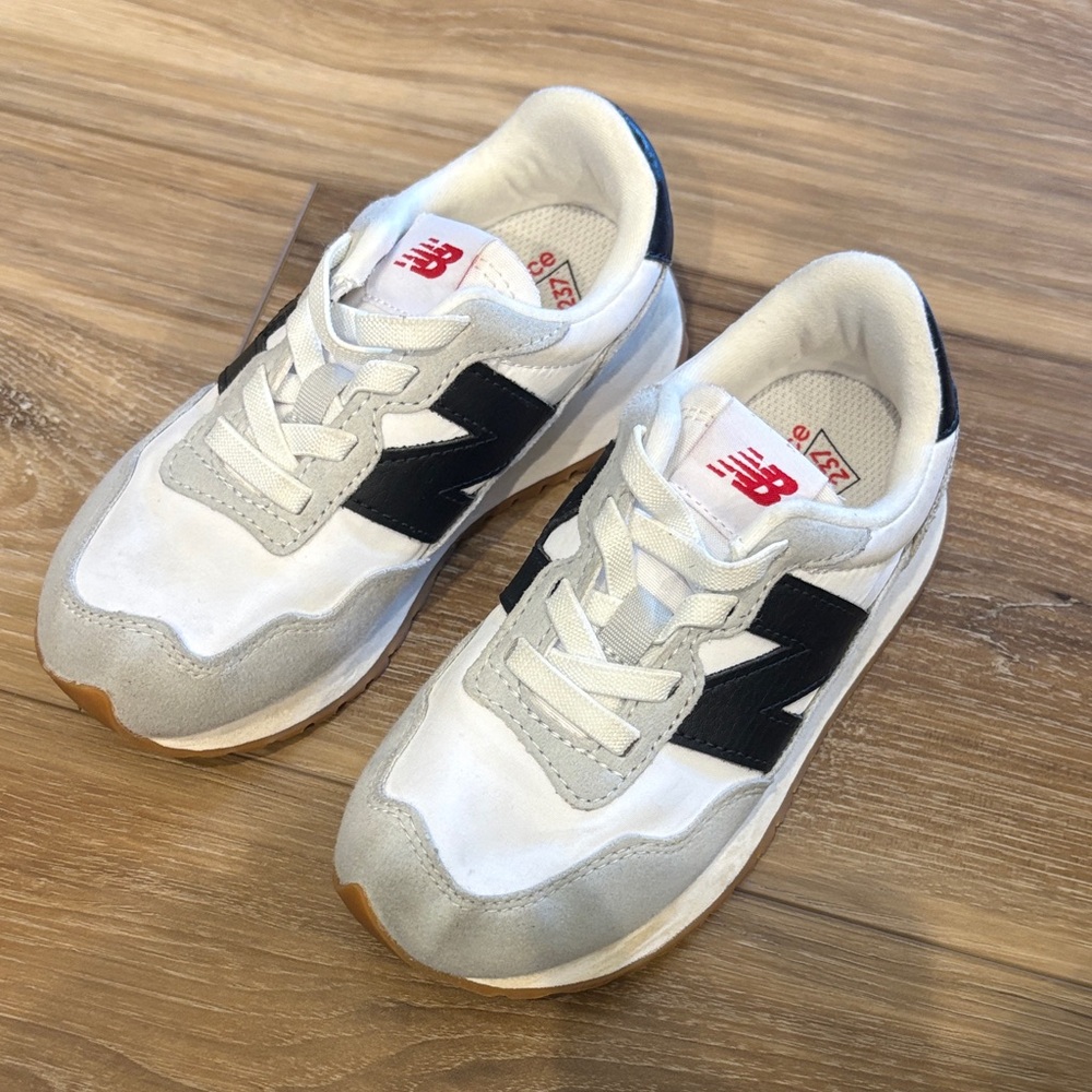 New Balance White and Black Kids' Sneakers